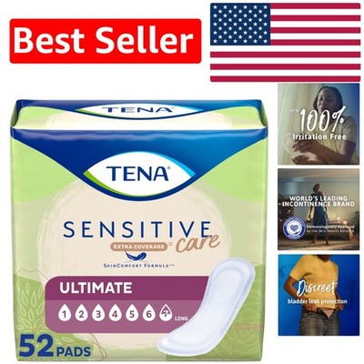 Dermatologically Approved TENA Women's Incontinence Pads, Long Length, 52 Count