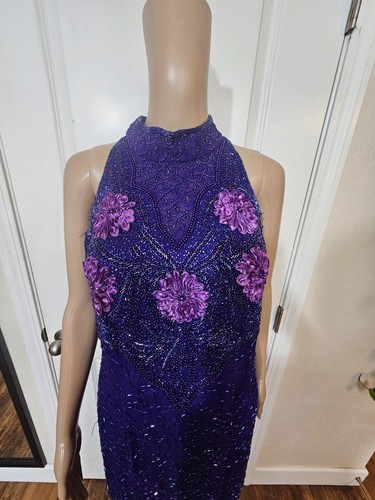 Adrianna Papell Seide Perlen Vintage Abend Abschlussball Fee Kleid 12 - Bild 3 von 7