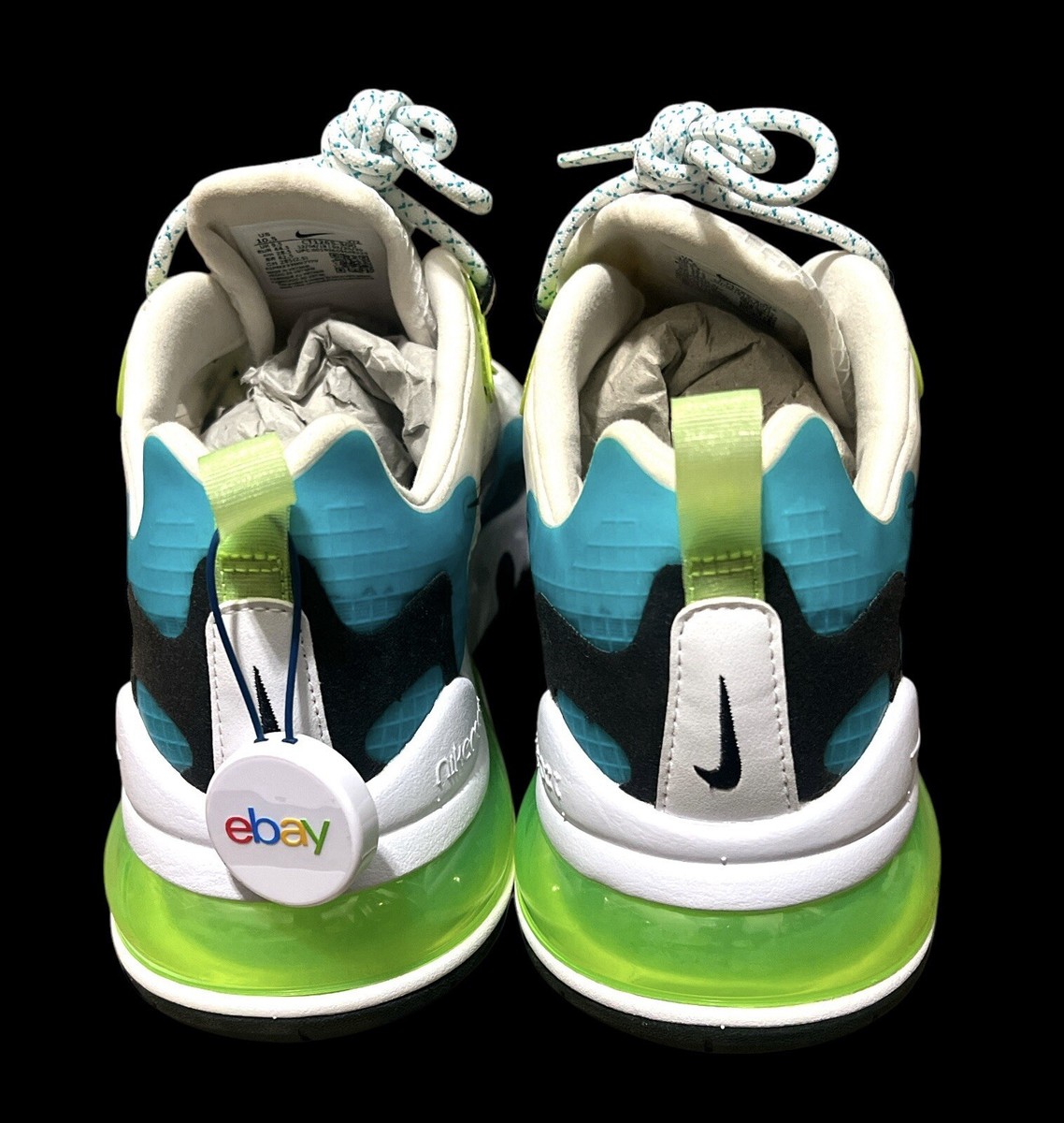 NIKE AIR MAX 270 REACT SE ORACLE AQUA GHOST GREEN MENS 10.5 BRAND