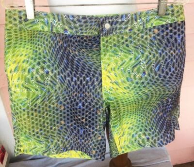 REEL LEGENDS Hidden Drawstring Shorts Sz 12 Op-Art Design 1 Pocket EZ CARE