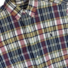 Polo Ralph Lauren Button Down Shirt Mens XL Navy Plaid Preppy Short Sleeve