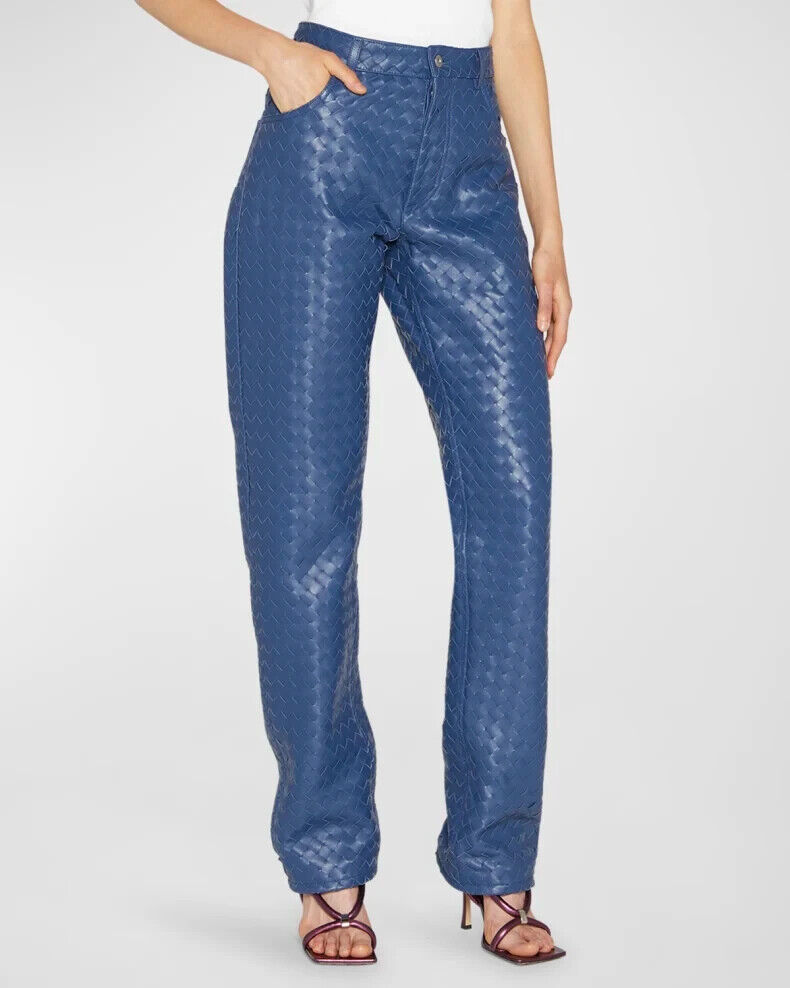 Bottega Veneta Intrecciato Woven Leather Straight Leg Bottega Veneta Intrecciato Woven Leather Straight Leg