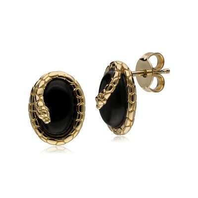 ECFEW  Onyx Winding Snake Ohrstecker