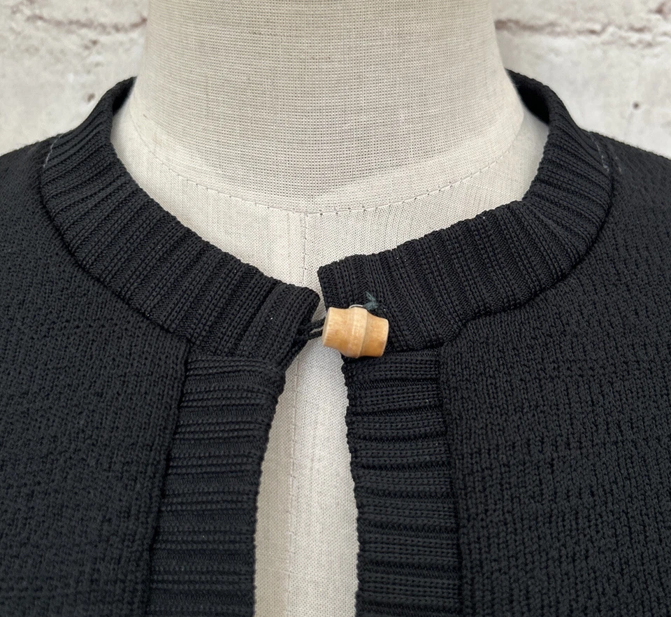 Vintage 1970's Black Poly Textured Tunic Blouse SHELLMASTER *CHEST 38* - Image 3 of 4