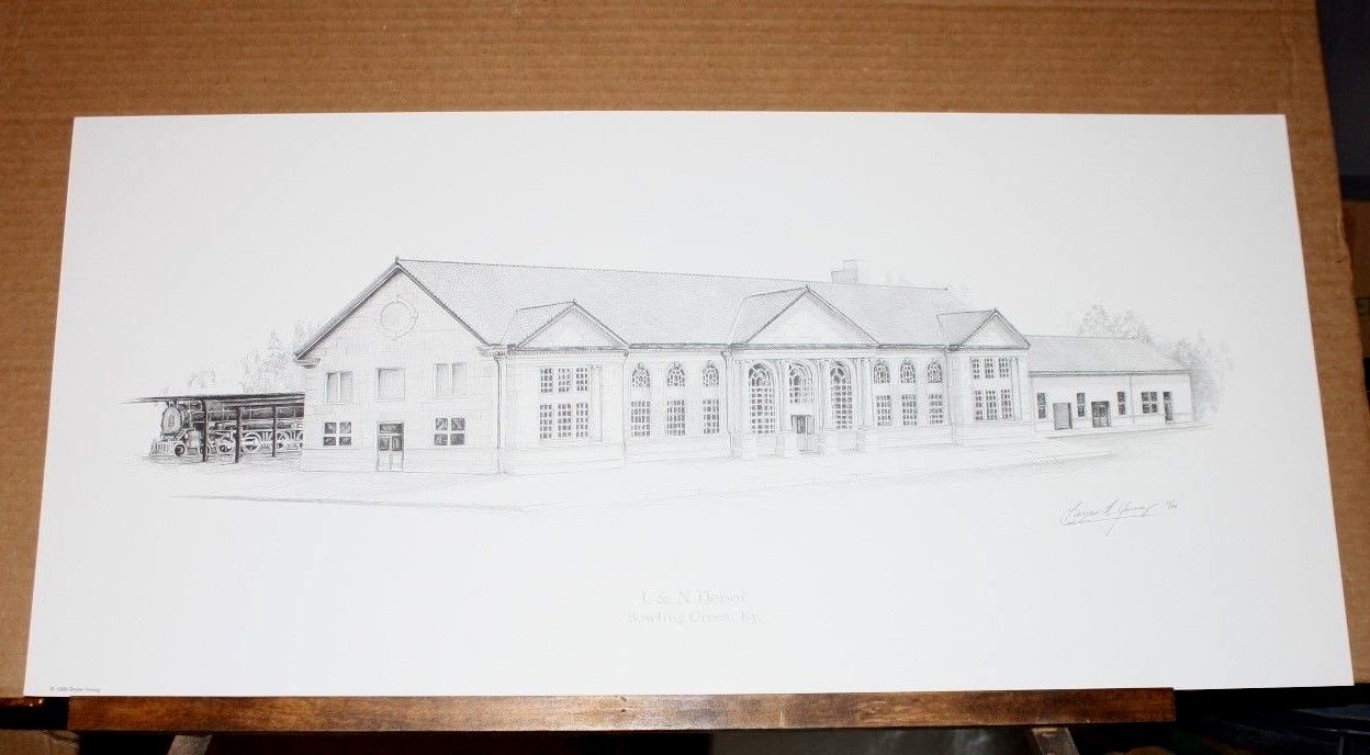 L&N Depot Bowling Green Kentucky by Bryan R Young railroad train station B&W eBay
