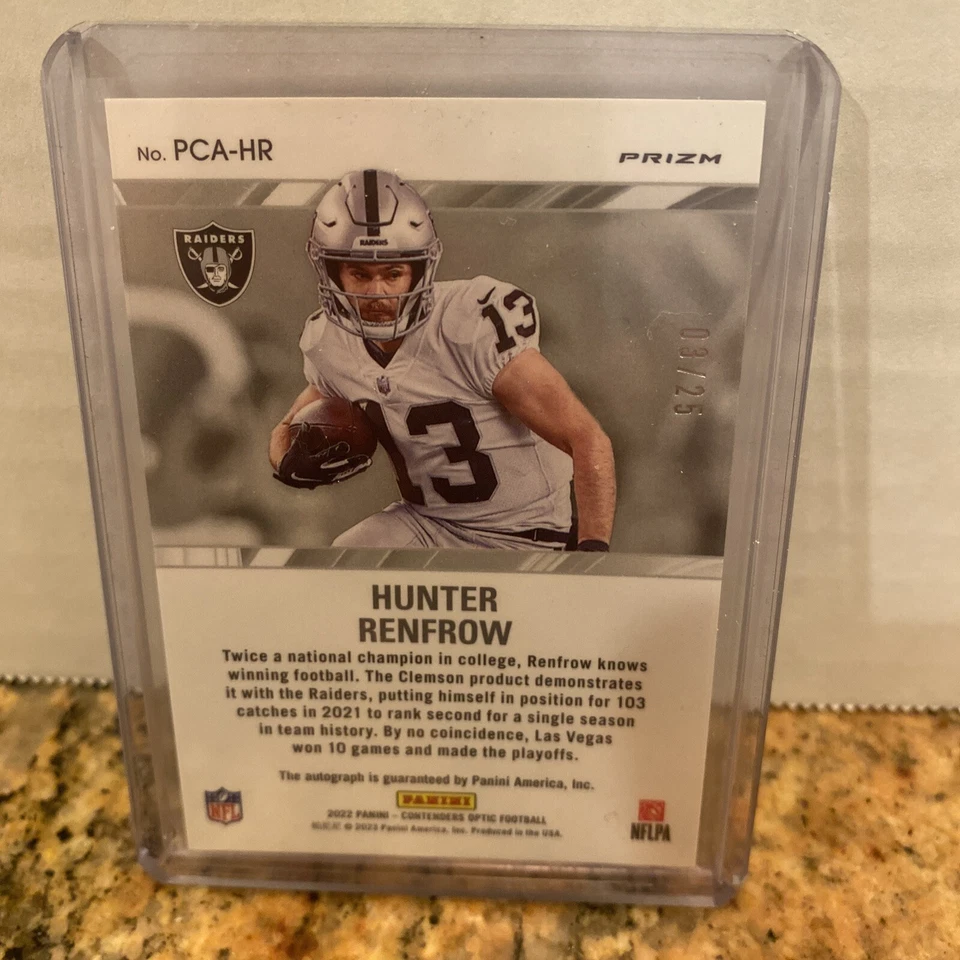 2022 Panini Contenders Optic Hunter Renfrow Green Pulsar Auto 3/25 - Image 2 of 4
