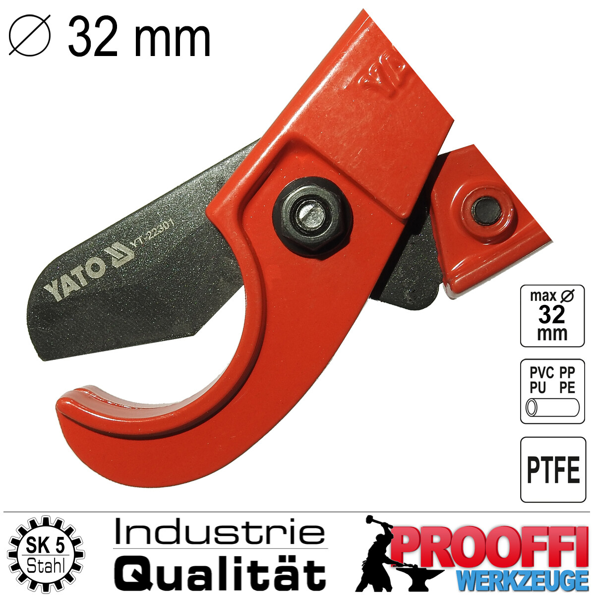 Sanpro Rohrschere Mit Ratsche - Schneidet Kunststoffrohre Bis 35mm