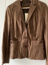 Bnwt John Rocha Debenhams Real Leather Crinkle Effect Tan Jacket Blazer Size 12