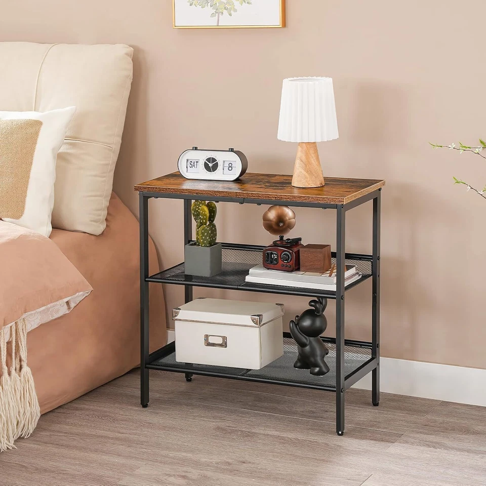 HOOBRO End Table 3-Tier Narrow Side Table Nightstand 23.6"L x 11.8"W x 23.6"H - Image 3 of 4