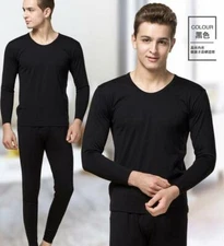 100% Pure 6a+ Silk Men's Base Layer Long Johns Warm Thermal Underwear Set 3xl