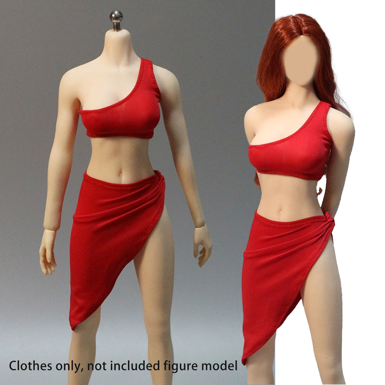 1:6 Red Top+skirt Dress Clothes For 12
