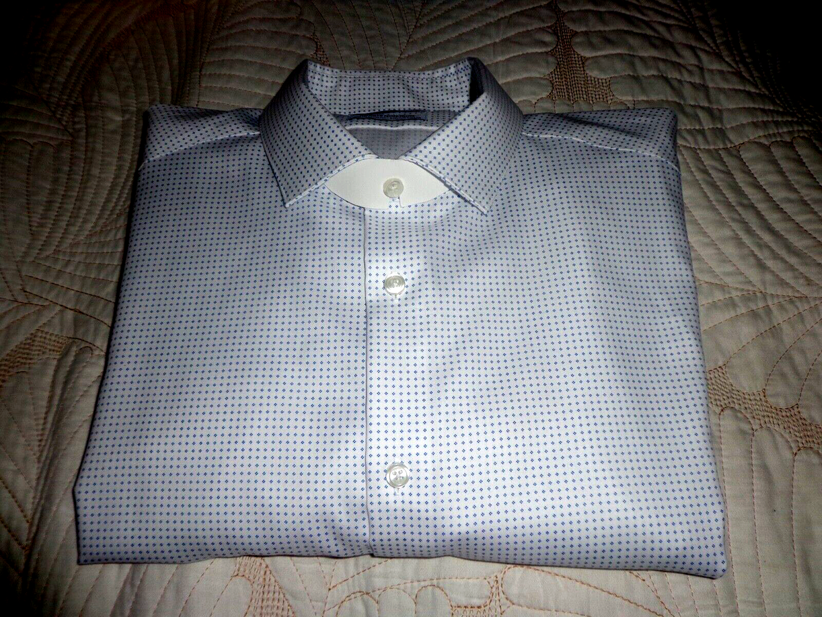 Calvin Klein Men's Dress Shirt White Dotted Infinity Non Iron Slim Fit Sz  XL | eBay