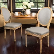 Phinnaeus French Country Fabric Dining Chairs (Set of 2)