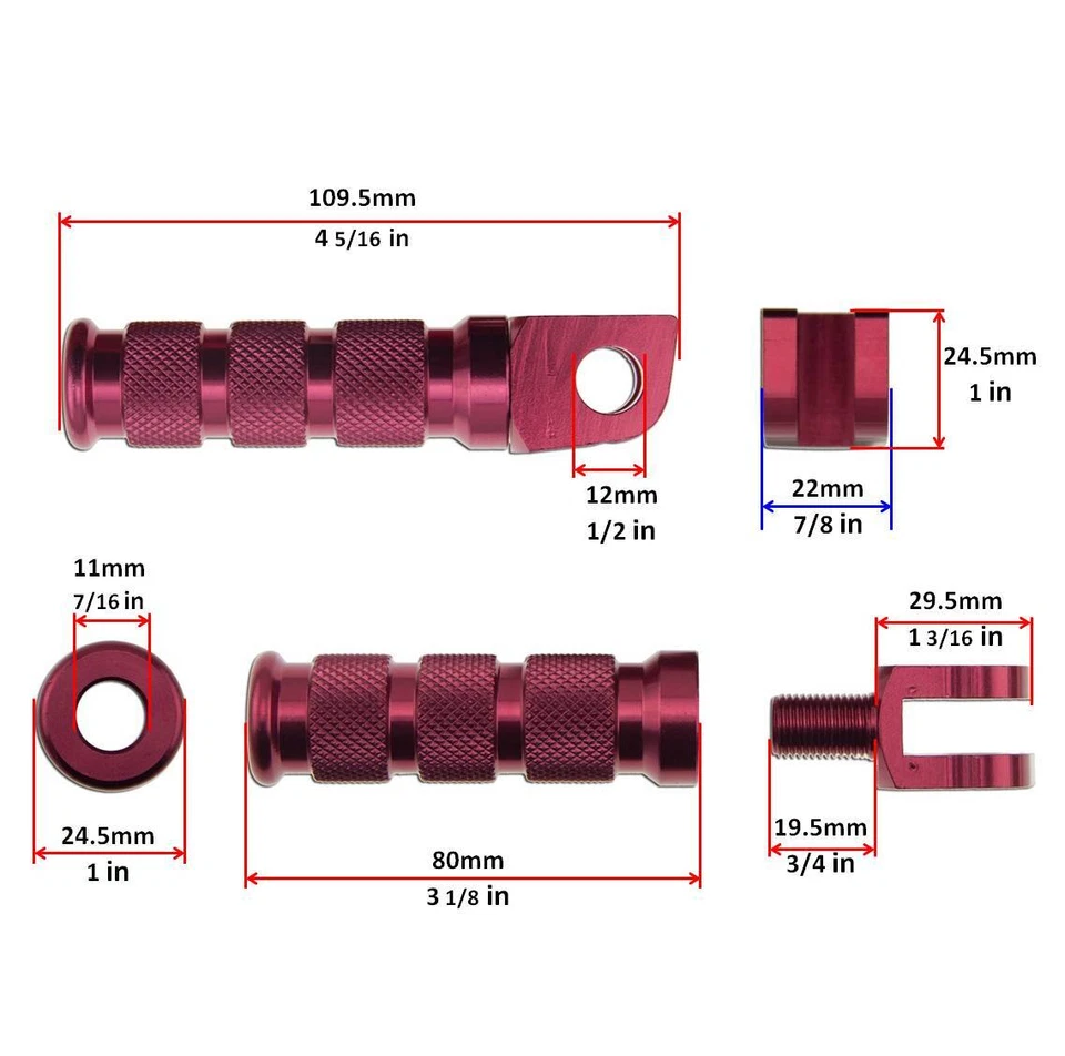 Juego de reposapiés delantero deportivo rojo para Suzuki GSXR GSF 600 750 Foto 2 de 2