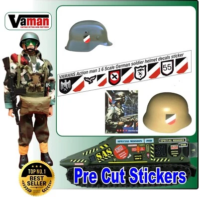 PALITOY Action Man.Stickers (Die Cut) german M25, M40 Helmets decals