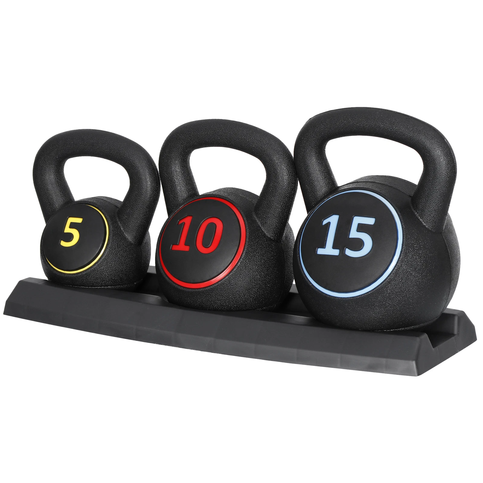 3-Piece Kettlebell Fitness Strength Training Exercise Muscle With Base Rack