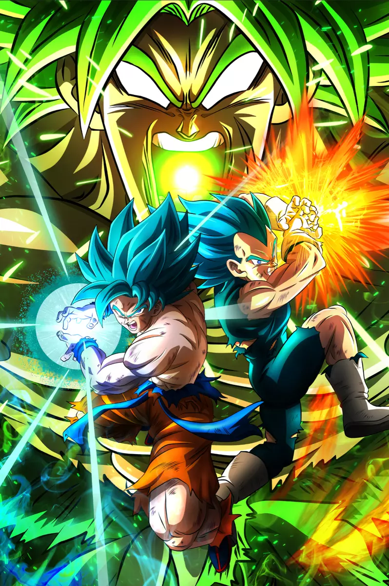 Dragon Ball Super Poster Vegeta Blue and Goku Blue with Broly 18inches  x12inches