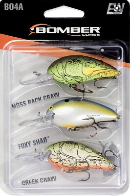 BOMBER LURES -B04A-TACKLE BAIT-Moss Back Craw-Foxy Craw-Creek Craw-Crank baits