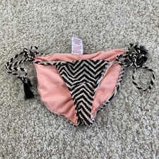 xhilaration womens size XS swimsuit bikini bottoms black stripe cheeky