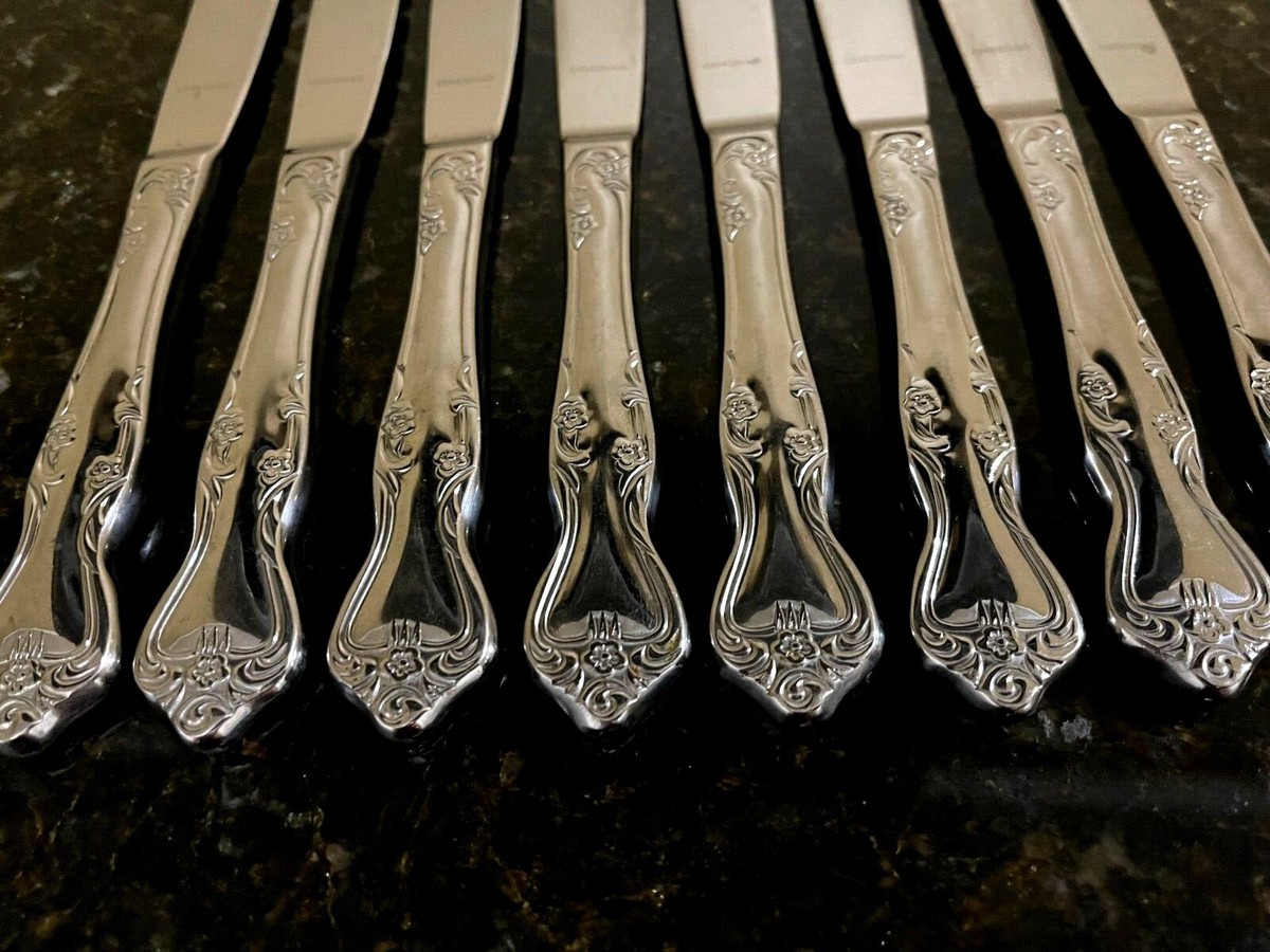Oneida AZALEA Stainless Glossy Flatware Set Of 8 Dinner Knives 9