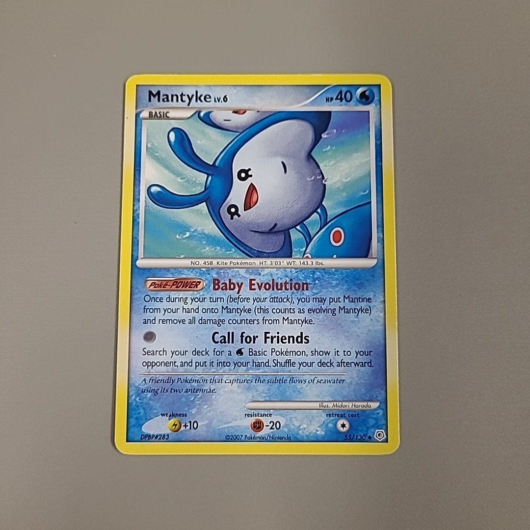 Pokémon TCG Mantyke 55/130 Diamond & Pearl Base Card Non-Holo HP