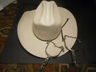 Cowboy Hat w Toy Metal Spurs Unbranded Aqua Pressed Waterproof 6-3/4 Western