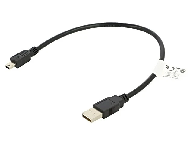 System-S Cavo USB 2.0 35 Cm, Adattatore Mini B Femmina Angolare Sinistro A Tipo A Maschio, Nero, Alta Velocità 480 Mbit/s, 2.4A