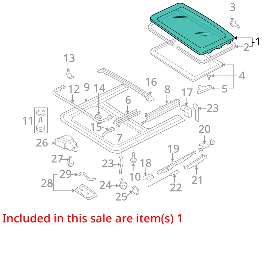 Volkswagen Beetle 2003-2010 techo corredizo ventana vidrio fábrica OEM Foto 3 de 4