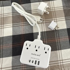    European Travel Plug Adapter - Power strip outlet Adapter 3 AC Outlets NEW