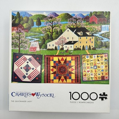Master Pieces 1000 Pc Jigsaw Puzzle The Quiltmaker Lady 27 x 20 In - Complete