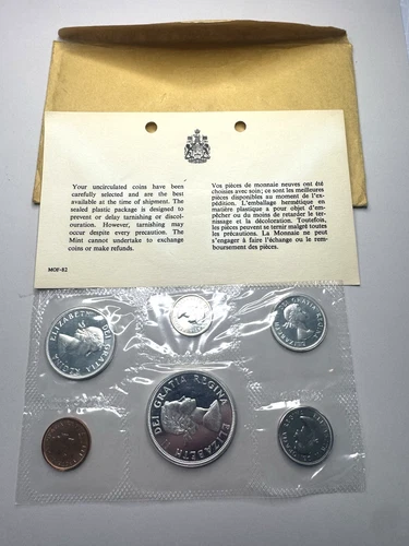 1964 Canada Proof Set 6 Coins, Royal Canadian Mint, 80% Silver