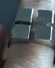 ESPO Joseph Esposito 925 Sterling Silver Vintage Modernist 18KTHGE Ring Size 8