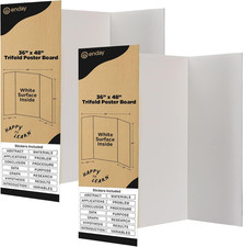 White Trifold Presentation Board 36" X 48" Pack of 2 Self-Adhesive Science Sub
