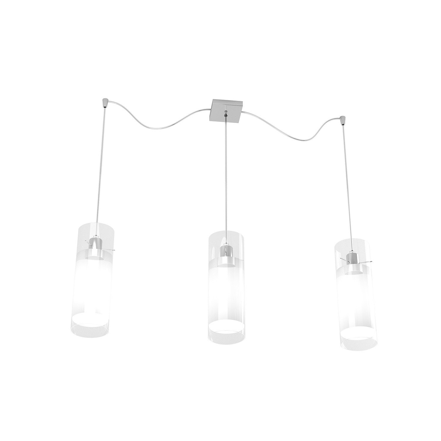Lampadario Contemporaneo 3 Luci Decentrato Vetro Satinato E27 Cromo