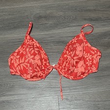 California Waves XL Bikini Top Pink Floral Hibiscus Pineapple Underwire VTG