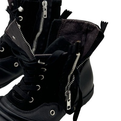 OTTO ZONE Moto Leather Suede Boots Men\'s 10 Black Streetwear Double Zip Biker OTTO ZONE Moto Leather Suede Boots Men main image 3