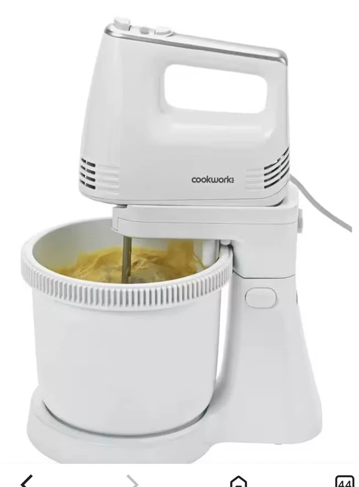 Cookworks Hand and Stand Mixer Pulse Control, & Attachments - White