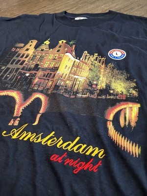 Rare 1982 NEW Single Stitch Amsterdam Night Tourist T Shirt Black LARGE A44