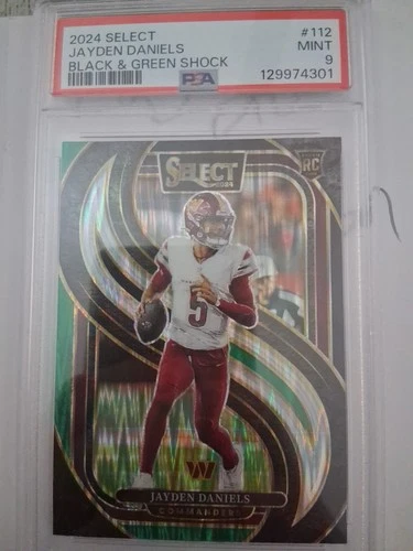 2024 Select Premier Jayden Daniels Black & Green Shock #112 PSA 9 MINT RC ROOKIE