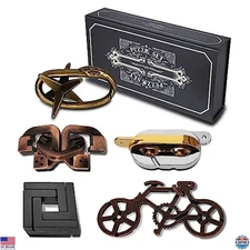 5-Piece Metal 3D Brain Teaser Puzzle Set for Adults & Teens - High Difficulty