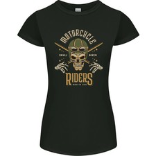 Camiseta de corte pequeño con calavera para mujer motociclistas motociclistas