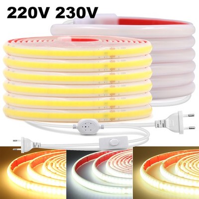 230V Selbstklebend COB LED Streifen Lichtband Stripe Lichtschlauch Wasserdicht