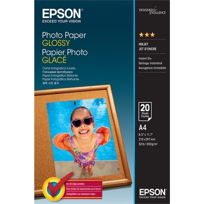 Genuine Epson A4 Glossy Photo Paper 210 x 297 mm 200gsm - 20 Sheets (C13S042538) - Image 4