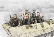 1/35 Resin Figure Model Kit 8 pcs Soldiers German Crew & Accessories WWII