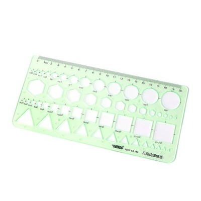 Plastic Circle Square Hexagon Geometric Template Ruler Stencil Measure Tool NEW
