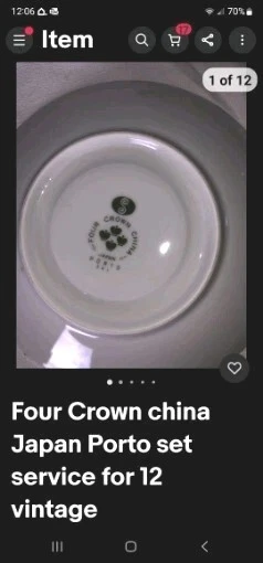 Barclay Cuatro Coronas Japonesas China Servicio para 4 Patrón #519 Blanco/Azul 20 Piezas Foto 3 de 4