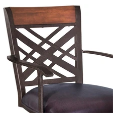 Armen Living Tahiti 26" Faux Leather & Metal Counter Stool in Brown/Auburn Bay