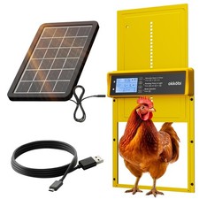 Okkobi Automatic Chicken Coop Door Solar Powered - LCD Display - Chicken Coop Do