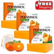 3PCS Natural Persimmon Soap Bar Body Odor Control Deodorant Soap for Men Women