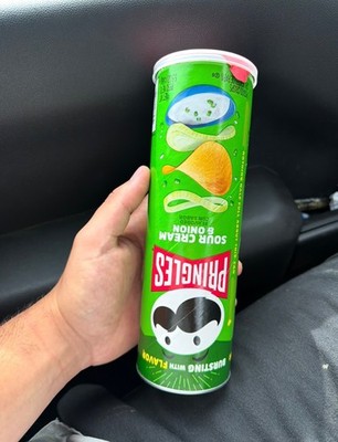 Rare upside down Sour Cream & Onion Pringle can